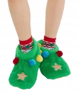 Buty dla dziewczynek - ŚWIĄTECZNE DZIECIĘCE BUCIKI KAPCIE Z CHOINKĄ ŚWIĘTA UNISEX 25-30 - miniaturka - grafika 1