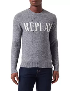 Replay Sweter męski, M08 Iron Melange, XXL - Swetry męskie - miniaturka - grafika 1