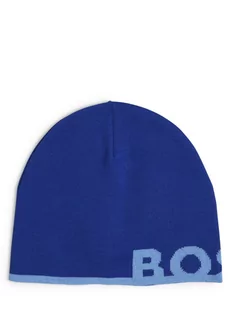 BOSS Green - Czapka męska  Acro_Beanie, niebieski - Czapki męskie - miniaturka - grafika 1