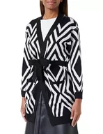Swetry damskie - NALLY Damski kardigan 19019438-NA02, czarny wełniany biały, XL/XXL, czarny wełniany biały, XL-XXL - miniaturka - grafika 1