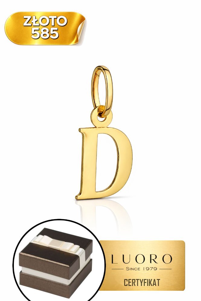 ZAWIESZKA ZŁOTA 585 14K LITERKA D 1,7 CM ŻÓŁTE ZŁOTO ELEGANCKA