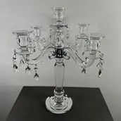 Inne - TEMU 1 Zestaw 5-ramiennego kryształowego świecznika, wysoki szklany świecznik, zdejmowane ramiona, elegancki prezent na ślub i parapetówkę, - miniaturka - grafika 1