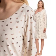 Bielizna nocna - KOSZULA NOCNA DAMSKA Z DŁUGIM RĘKAWEM I KOKARDKAMI KLASYCZNA MORAJ 4XL BEIGE - miniaturka - grafika 1