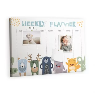 Kolorowy Organizer - Tablica Korkowa z Pinezkami - Planer dla dzieci na tydzień 60x40 cm - Planery - miniaturka - grafika 1