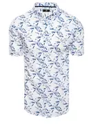 Koszule męskie - Koszula męska z krótkim rękawem biała Dstreet KX1032 - miniaturka - grafika 1