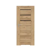 Drzwi wewnętrzne - Skrzydło drzwiowe łazienkowe z podcięciem wentylacyjnym Minos Black dąb catania czarna szyba 80 prawe Nawadoor - miniaturka - grafika 1