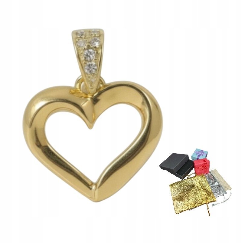 Wisiorek Srebrny 925 Pozłacany z Cyrkoniami Serduszko Dla Niej Na Gwiazdkę