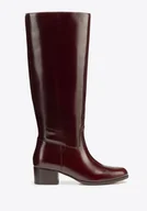 Półbuty męskie - Damskie oficerki ze skóry naturalnej na słupku bordowe - miniaturka - grafika 1