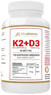 Altopharma Witamina K2 MK-7 z Natto 200 g + D3 4000 IU 100 g + Olej MCT 120 kapsułek miękkich 1146133 - Witaminy i minerały - miniaturka - grafika 1