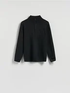 Swetry męskie - Reserved - Sweter z rozpinanym golfem - czarny - miniaturka - grafika 1