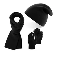 Czapki męskie - Zestaw zimowy męski czarny zes-33-bl, czapka smerfetka br-04-bl, szalik br-07 - miniaturka - grafika 1