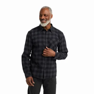 Męska koszula flanelowa Jack Wolfskin LITE FLANNEL SHIRT M CHECK black - 3XL - Koszule męskie - miniaturka - grafika 1
