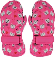 Rękawice narciarskie - Rękawiczki narciarskie 1P dziewczęce love róż 12 - miniaturka - grafika 1
