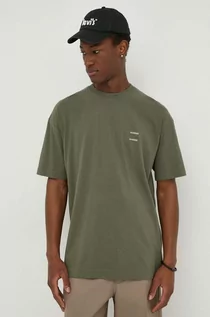 Koszulki męskie - Samsoe Samsoe t-shirt bawełniany męski kolor zielony gładki - grafika 1
