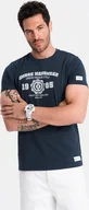 Koszulki męskie - Ombre T-shirt męski z nadrukiem w stylu college granatowy V3 OM-TSPT-0137 S - miniaturka - grafika 1
