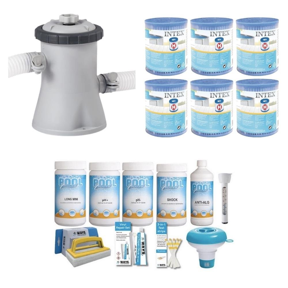 WAYS - Pielęgnacja basenu - Pakiet Medium Deluxe & pompa filtrująca 1250 l/u & 6 filtrów typu H