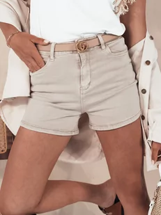 Szorty jeansowe damskie GLAMWEAR beżowe Dstreet SY0343-L - Spodenki damskie - miniaturka - grafika 1