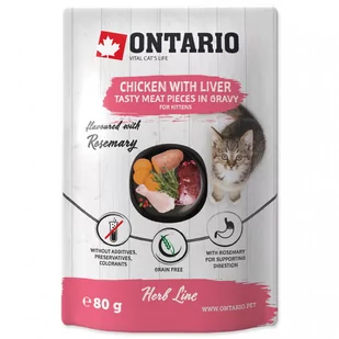 Ontario Saszetka 80g Dla Kota Kurczak Z Wątróbką - Mokra karma dla kotów - miniaturka - grafika 1