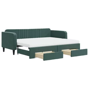 Sofa rozsuwana z szufladami, ciemnozielona, 90x200 cm, aksamit Lumarko! - Łóżka Sofa rozsuwana z szufladami, ciemnozielona, 90x200 cm, aksamit Lumarko! - Łóżka - miniaturka - grafika 3
