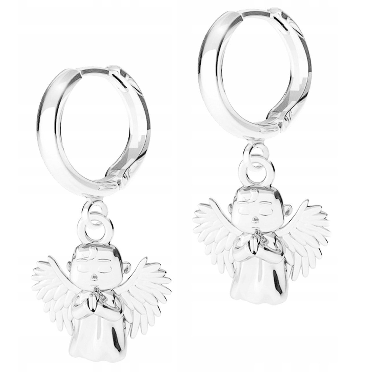 Kolczyki Srebrne z Aniołkami Anioły Aniołki Stróże Angel SREBRO 925