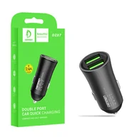 Ładowarki samochodowe - Ładowarka Samochodowa 12W Czarna Denmen 2.4A 2400Mah Dual Fast Charging Dz07 Aluminiowa - miniaturka - grafika 1