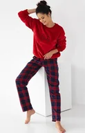 Piżamy damskie - Dwuczęściowa polarowa piżama damska flanelowe spodnie Cordelia, Kolor czerwono-granatowy, Rozmiar S, SENSIS - Intymna - miniaturka - grafika 1
