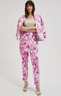 Spodnie damskie - Eleganckie spodnie damskie w kwiaty różowe 4312, Kolor różowo-biały, Rozmiar XS, Moodo - Primodo.com - miniaturka - grafika 1