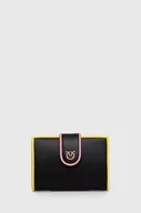 Portfele - Pinko portfel skórzany damski kolor czarny 102840 A1K1 - miniaturka - grafika 1
