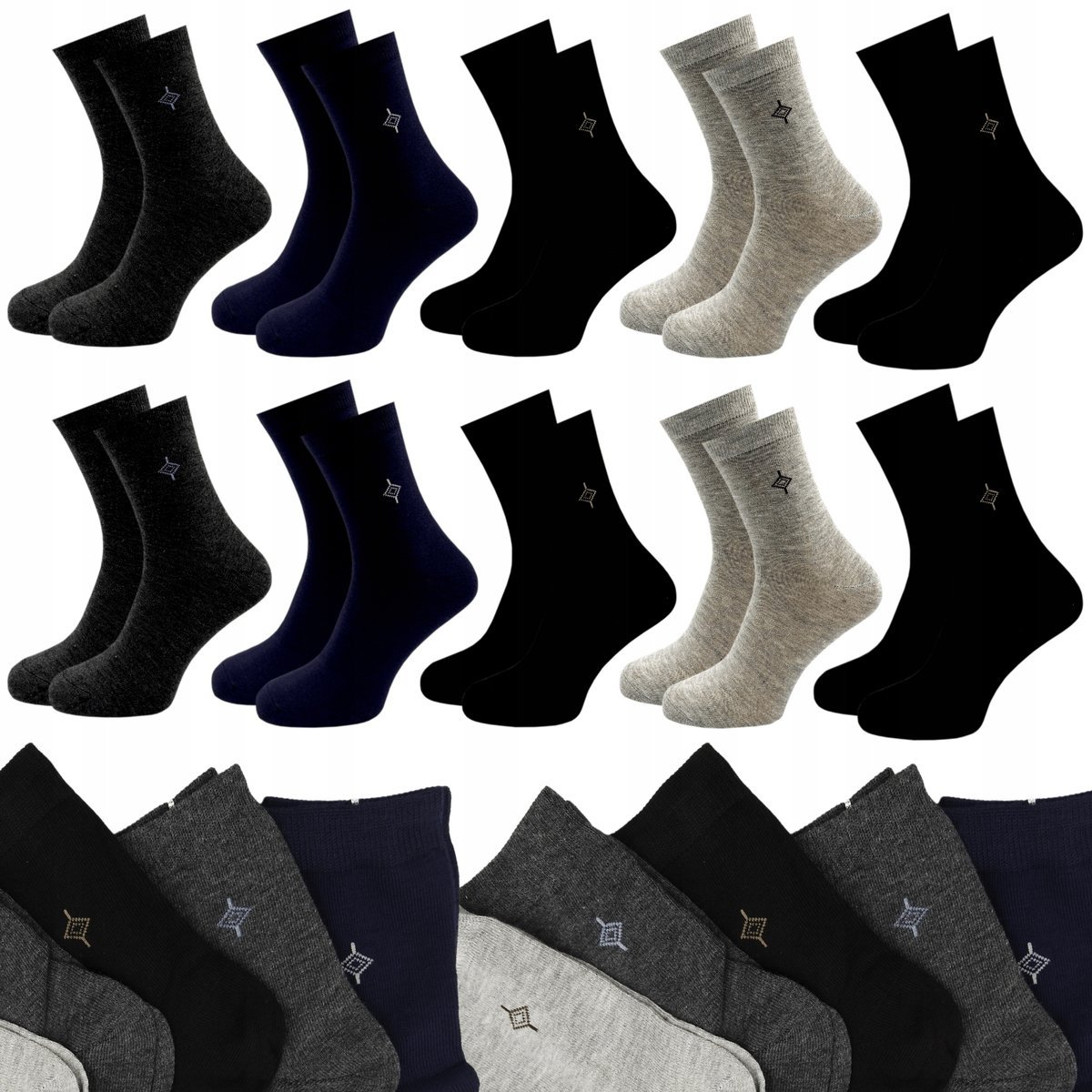 10 X SKARPETY MĘSKIE KLASYCZNE WZORY SKARPETKI BAWEŁNIANE WYSOKIE 40-42