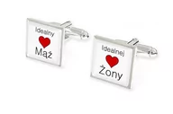 Spinki do mankietów i krawatów - Spinki Do Mankietów Idealny Mąż Serce Ślub - miniaturka - grafika 1