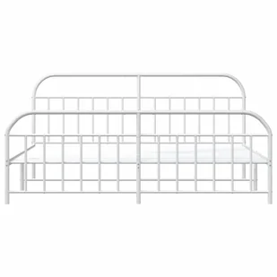 Metalowa rama łóżka z wezgłowiem i zanóżkiem, biała, 193x203 cm Lumarko! - Inne meble do sypialni - miniaturka - grafika 7