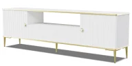 Szafki RTV - Biała szafka rtv z lamelami na froncie B9-W82 - miniaturka - grafika 1