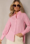 Koszule damskie - Różowa Koszula z Bawełny z Ozdobnym Haftem Przy Guzikach Gevindia - miniaturka - grafika 1