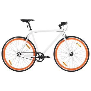 vidaXL Rower single speed, biało-pomarańczowy, 700c, 55 cm - Rowery - miniaturka - grafika 1