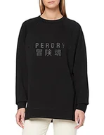Bluzy damskie - Superdry Damska bluza treningowa z grafiką Os Crew Czarny 8 - miniaturka - grafika 1