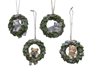 Zawieszka wieniec ze zwierzątkami na choinkę - Bombki - miniaturka - grafika 1