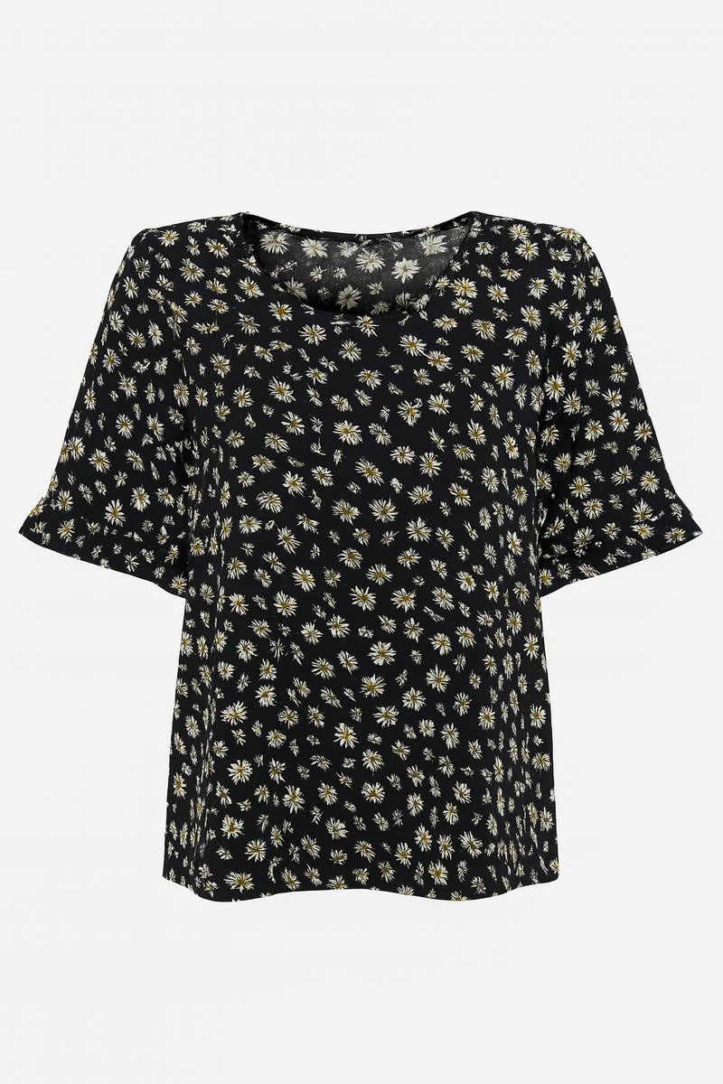 ONLY, Czarna bluzka w stokrotki, Black/Love Daisy , Rozmiar M