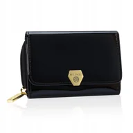 Portfele - Betlewski Portfel damski kobiecy skórzany mały błyszczący gładki na prezent - miniaturka - grafika 1