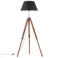 Lampy stojące - VidaXL Lampa podłogowa na trójnogu, brązowo-czarna, tek, 141 cm 288079 - miniaturka - grafika 1
