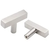 Zawiasy, okucia i inne akcesoria - 10 sztuk srebrnych uchwytów do drzwi szafek ze stali nierdzewnej, uchwyt w kształcie litery T, z jednym otworem i śrubami - miniaturka - grafika 1