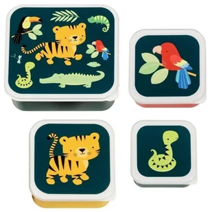 A Little Lovely Company A Little Lovely Company  -  Lunchbox Tygrysek Zestaw 4 Szt. - Zestawy naczyń dla dzieci - miniaturka - grafika 1
