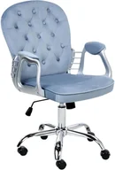 Fotele i krzesła biurowe - Beliani Krzesło biurowe Obrotowy PRINCESS Welur Błękitny - miniaturka - grafika 1