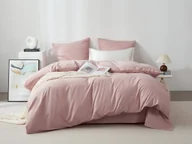 Pościel - Pościel satyna bawełniana Queen Premium 160x200 pudrowa ze złotą lamówką - miniaturka - grafika 1