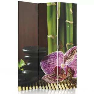 Parawan dwustronny FEEBY, Orchidea Bambus Kamienie 110x170 - Parawany - miniaturka - grafika 1
