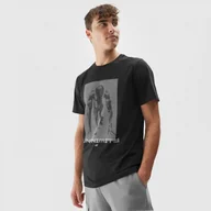 Koszulki sportowe męskie - Męski t-shirt z nadrukiem 4F 4FAW23TTSHM0866 - czarny - miniaturka - grafika 1
