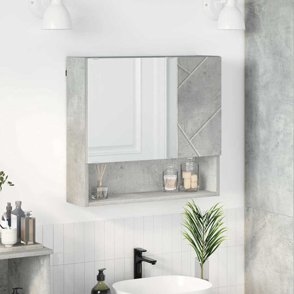 Lustro vidaXL vidaXL Szafka z lustrem z drzwiami Betonowy szary 59 x 17 x 55 cm