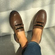 Mokasyny damskie - Brązowe skórzane mokasyny damskie Sergio Leone 25166 - miniaturka - grafika 1