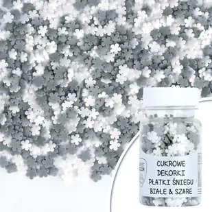 Posypka cukrowa ŚNIEŻYNKI BIAŁE I SZARE mix Sweet Decor, 30 g - Dodatki do ciast w proszku - miniaturka - grafika 1
