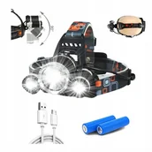 Latarki - PROFESJONALNA LATARKA CZOŁOWA 3x LED czołówka na głowę akumulatorowa 1000lm - miniaturka - grafika 1