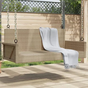 Ławka bujana, beżowa, 119x56x48 cm, polirattan Lumarko! - Huśtawki - miniaturka - grafika 1